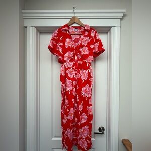 ❤️🌸 Cutout Midi Shirt Dress for Women Size M